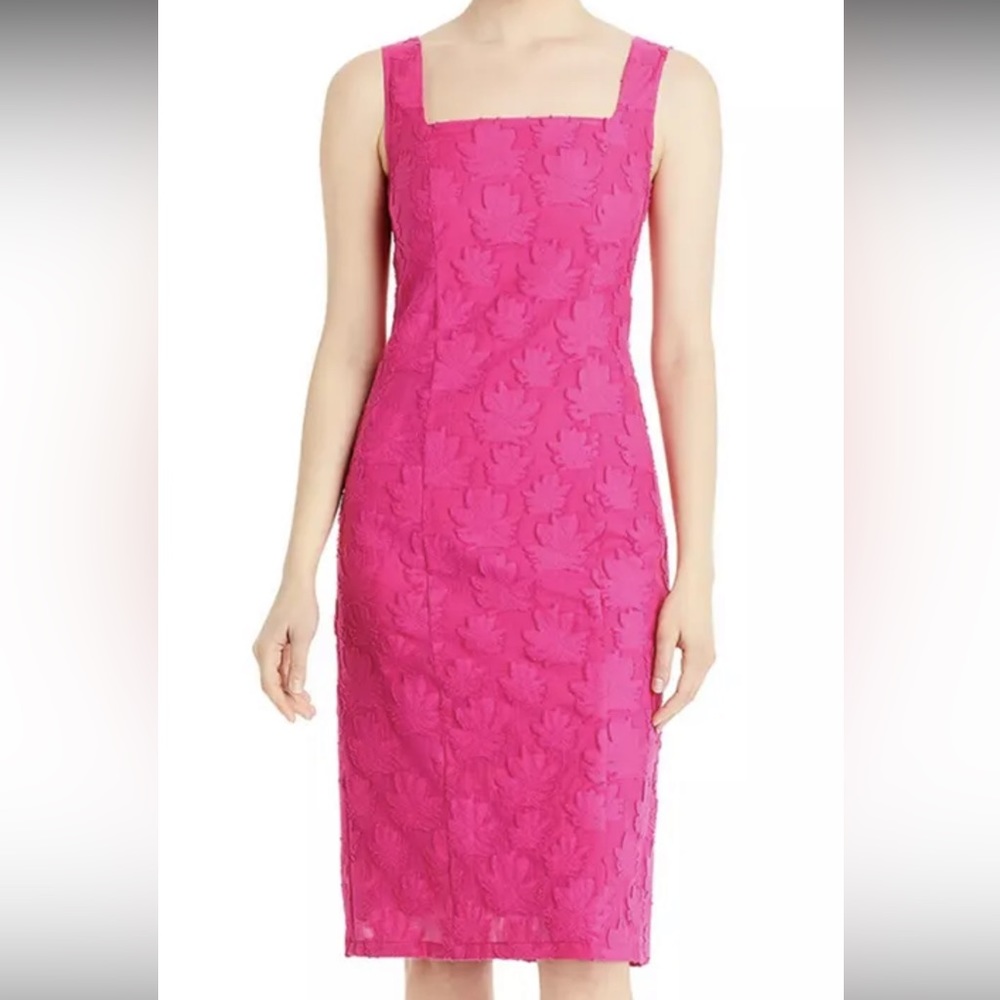 Hugo Boss Diteva Sleeveless Cotton Blend Sheath Dress In Flamingo